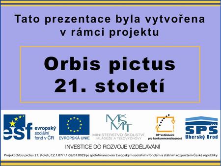 Orbis pictus 21. století Tato prezentace byla vytvořena v rámci projektu.