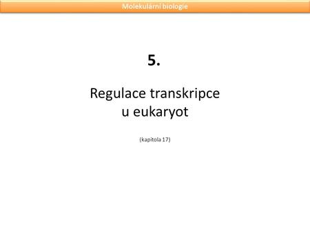 Regulace transkripce u eukaryot (kapitola 17)
