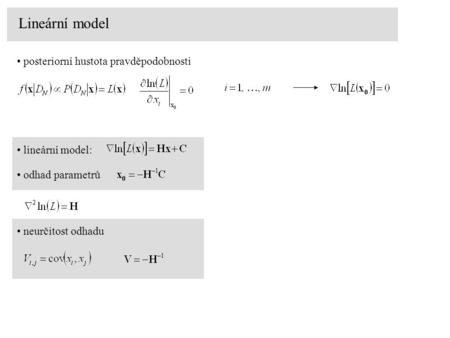 Lineární model posteriorní hustota pravděpodobnosti lineární model: