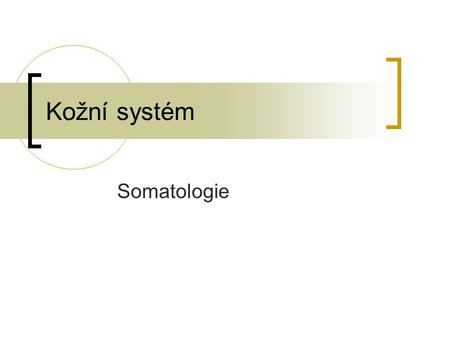 Kožní systém Somatologie.