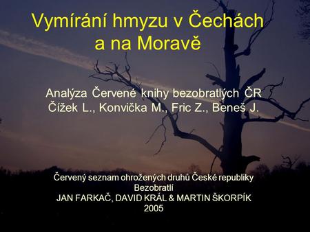 Vymírání hmyzu v Čechách a na Moravě