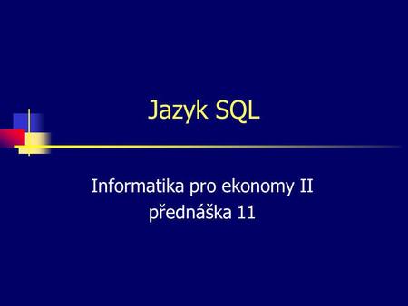 Informatika pro ekonomy II přednáška 11