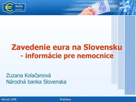 Zavedenie eura na Slovensku - informácie pre nemocnice