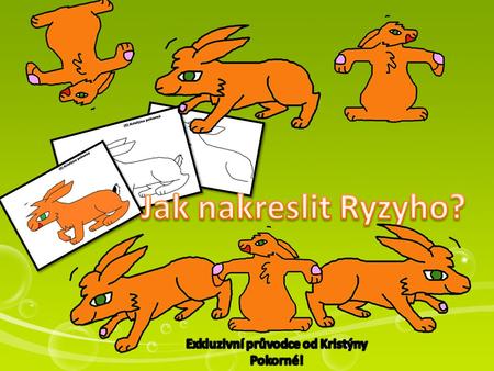Instrukce: Vítejte! Pokud si přejete naučit se kreslit králíčka Ryzyho ( ohnivě zbarvený králíček na obálce knihy), teď máte příležitost! Potřeby: Stačí.