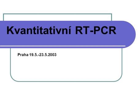 Kvantitativní RT-PCR Praha 19.5.-23.5.2003.