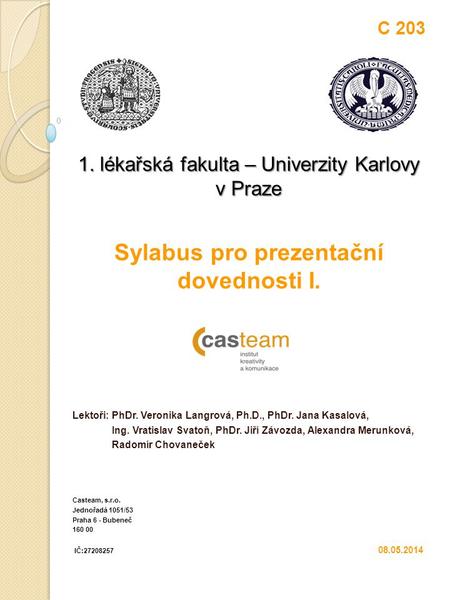 Sylabus pro prezentační dovednosti I.