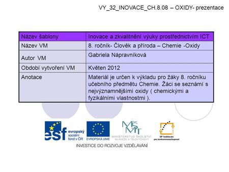 VY_32_INOVACE_CH.8.08 – OXIDY- prezentace