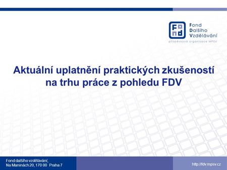 Aktuální uplatnění praktických zkušeností na trhu práce z pohledu FDV