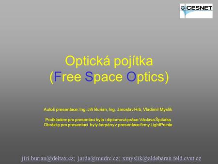Optická pojítka (Free Space Optics)