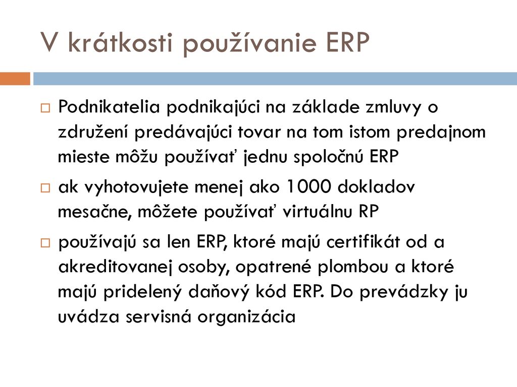 V krátkosti používanie ERP