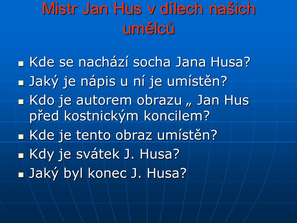 Mistr Jan Hus v dílech našich umělců