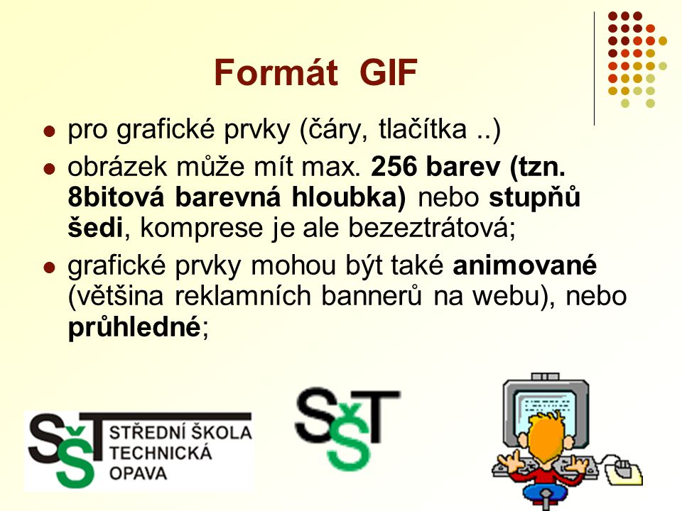 Formát GIF pro grafické prvky (čáry, tlačítka ..)