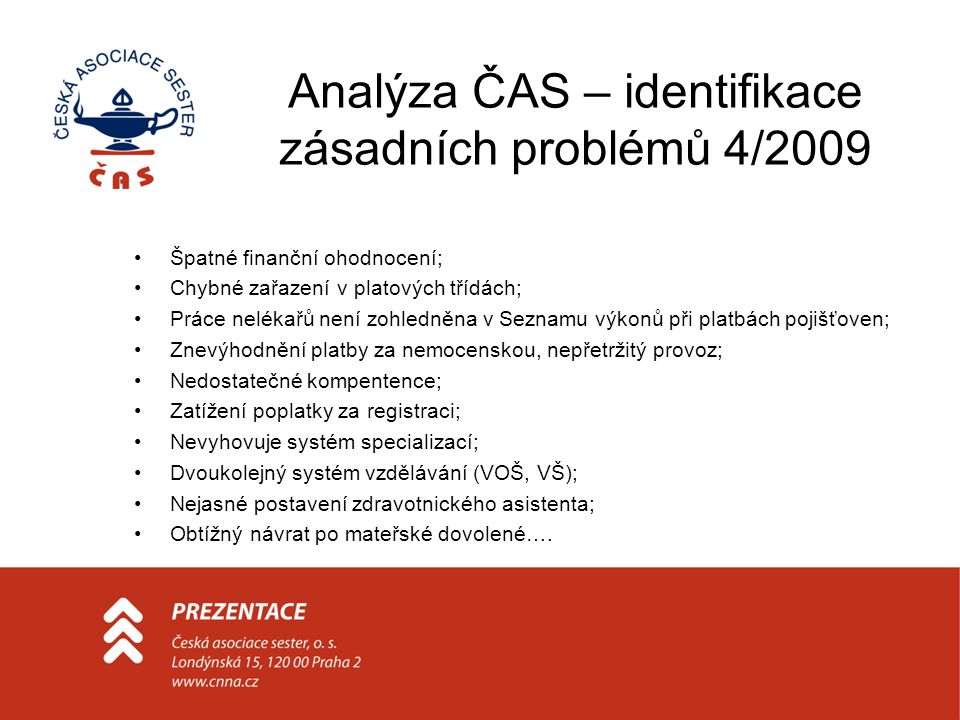Analýza ČAS – identifikace zásadních problémů 4/2009