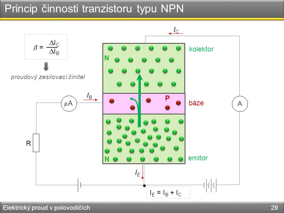 Princip činnosti tranzistoru typu NPN