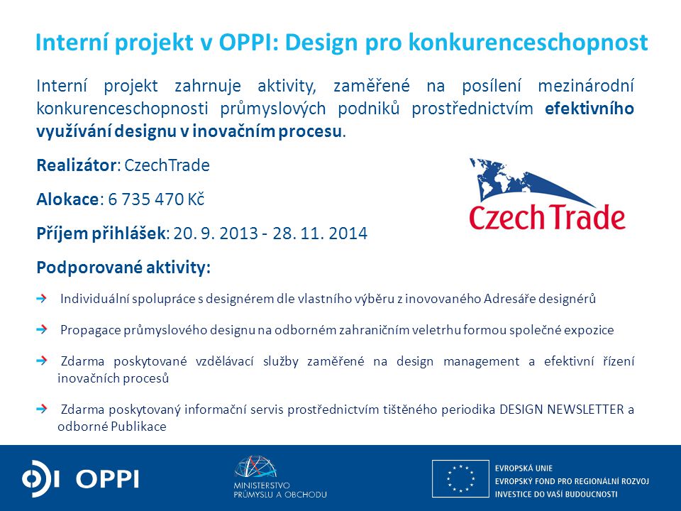 Interní projekt v OPPI: Design pro konkurenceschopnost