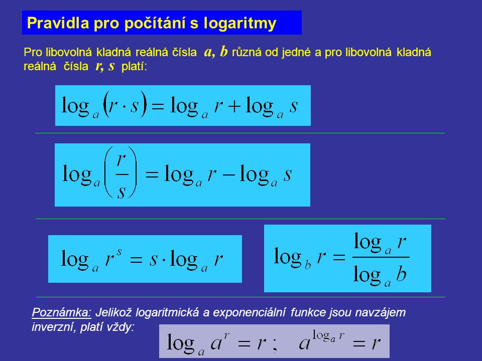 Pravidla pro počítání s logaritmy