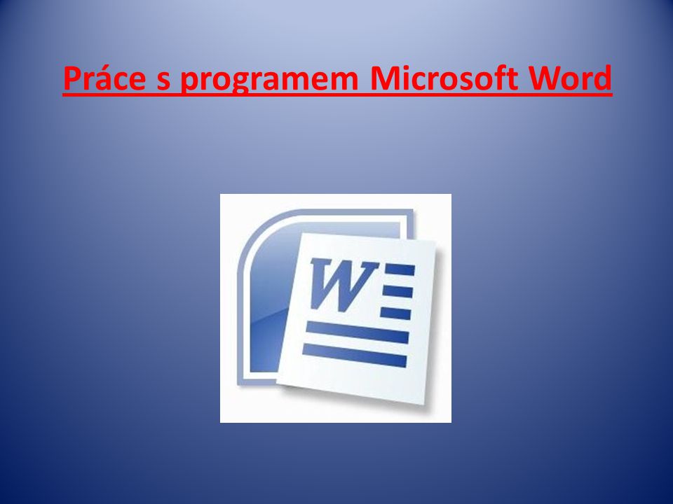 Práce s programem Microsoft Word