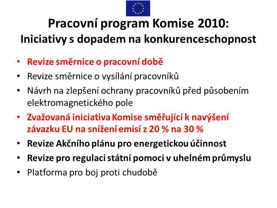 Pracovní program Komise 2010: Iniciativy s dopadem na konkurenceschopnost