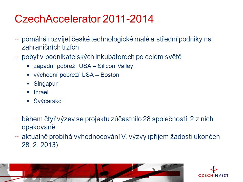 CzechAccelerator pomáhá rozvíjet české technologické malé a střední podniky na zahraničních trzích.