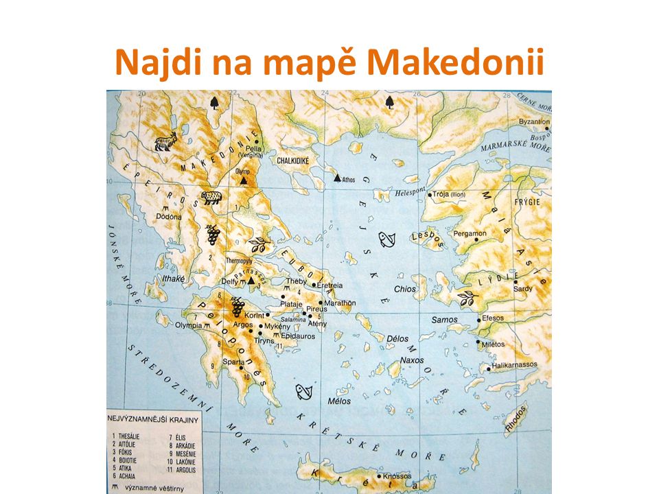 Najdi na mapě Makedonii