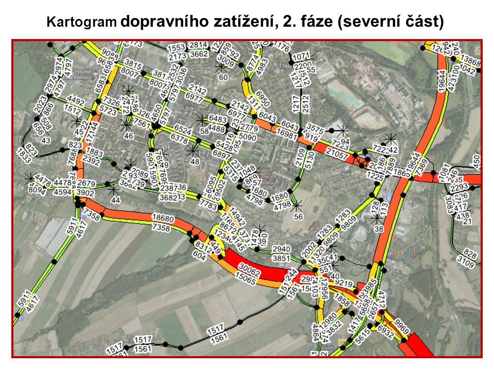 Kartogram dopravního zatížení, 2. fáze (severní část)