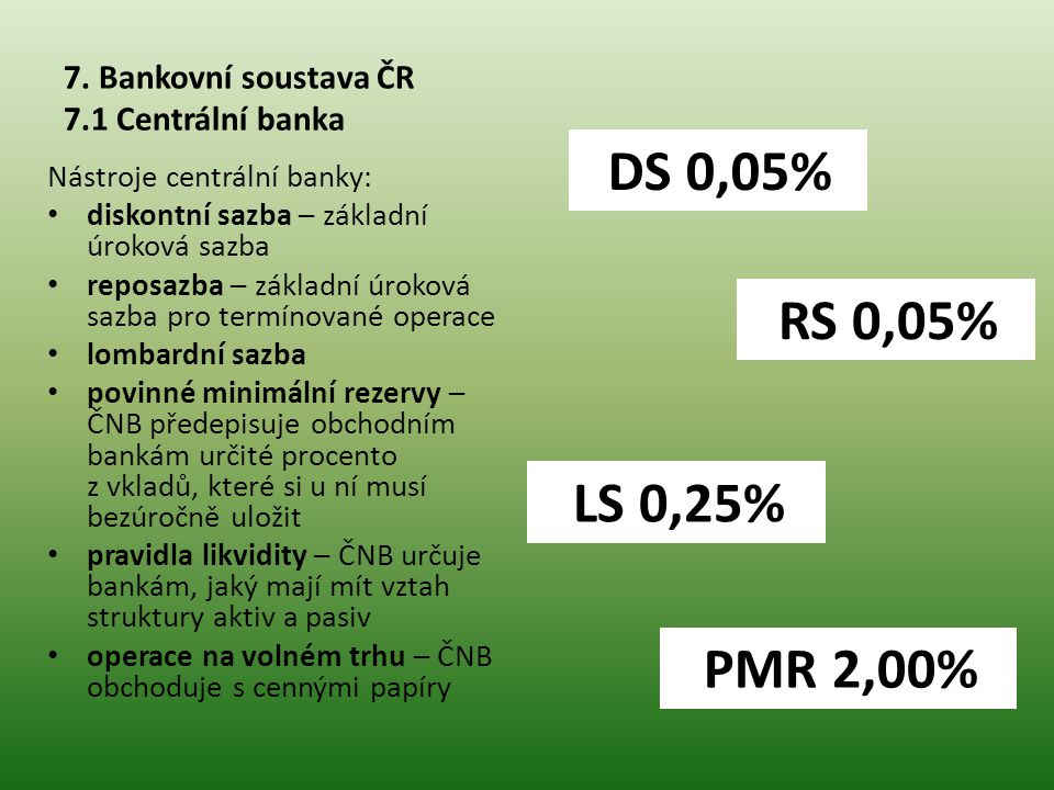 7. Bankovní soustava ČR 7.1 Centrální banka