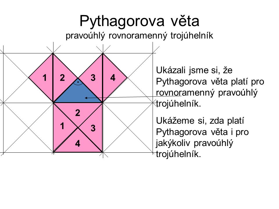 Pythagorova věta pravoúhlý rovnoramenný trojúhelník