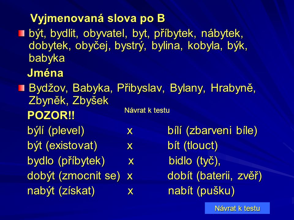 Bydžov, Babyka, Přibyslav, Bylany, Hrabyně, Zbyněk, Zbyšek POZOR!!