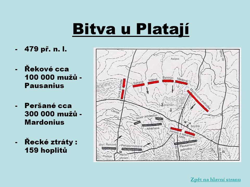 Bitva u Platají 479 př. n. l. Řekové cca mužů - Pausanius