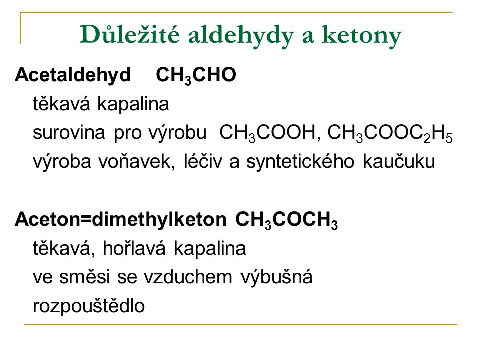 Důležité aldehydy a ketony