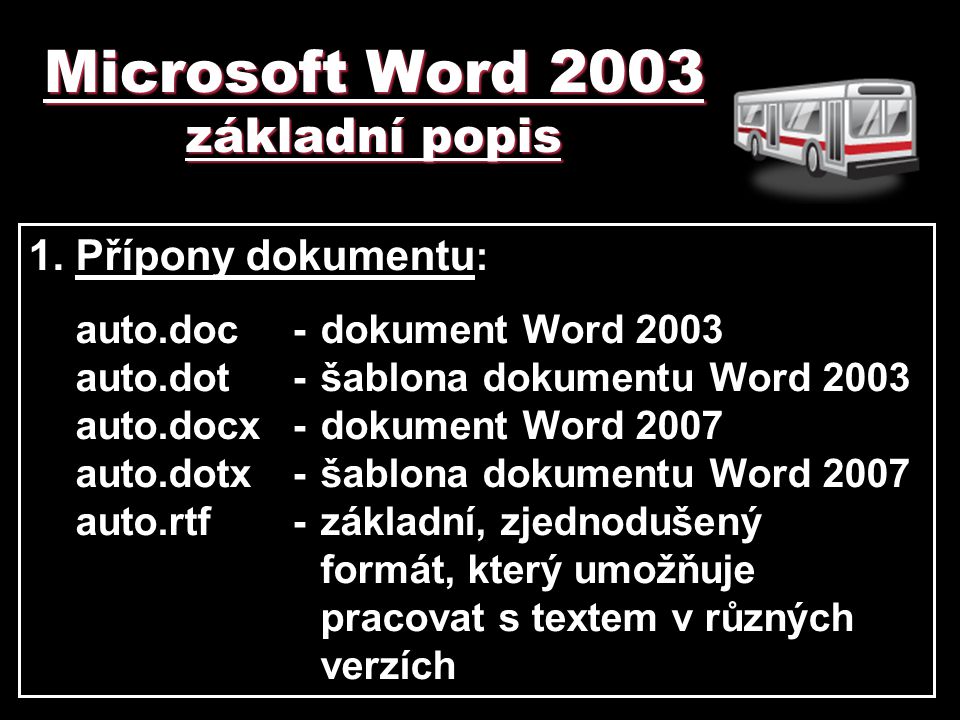 Microsoft Word 2003 základní popis