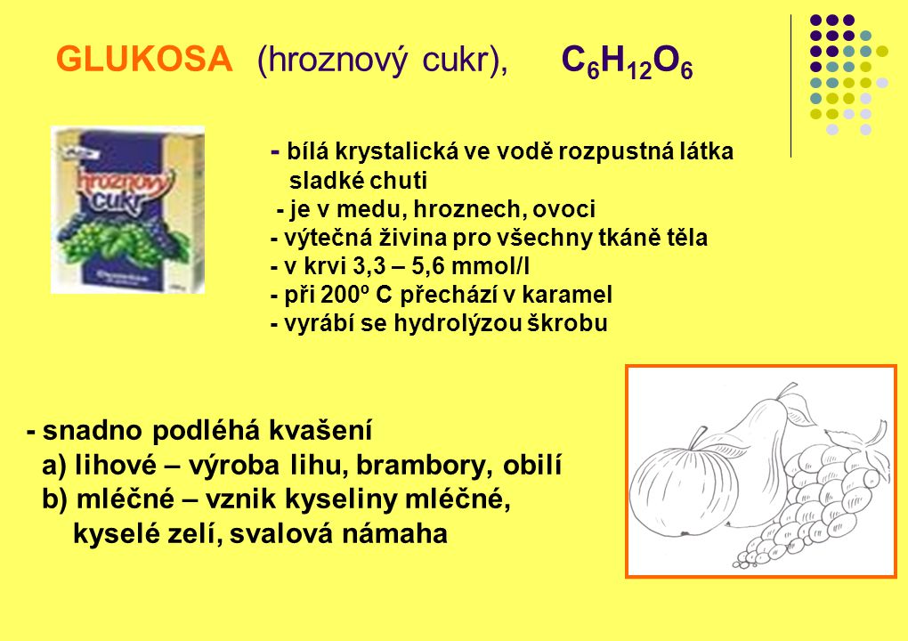 GLUKOSA (hroznový cukr), C6H12O6