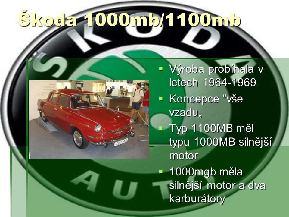 Škoda 1000mb/1100mb Výroba probíhala v letech
