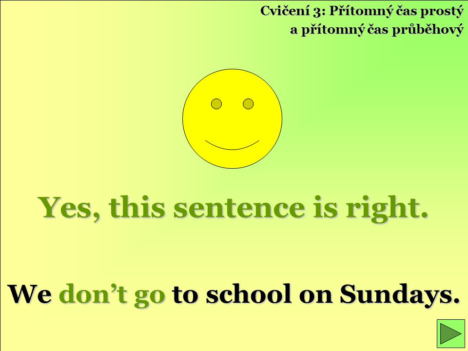 Yes, this sentence is right. We don’t go to school on Sundays.