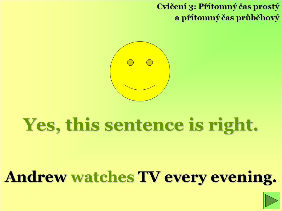 Yes, this sentence is right. Andrew watches TV every evening.