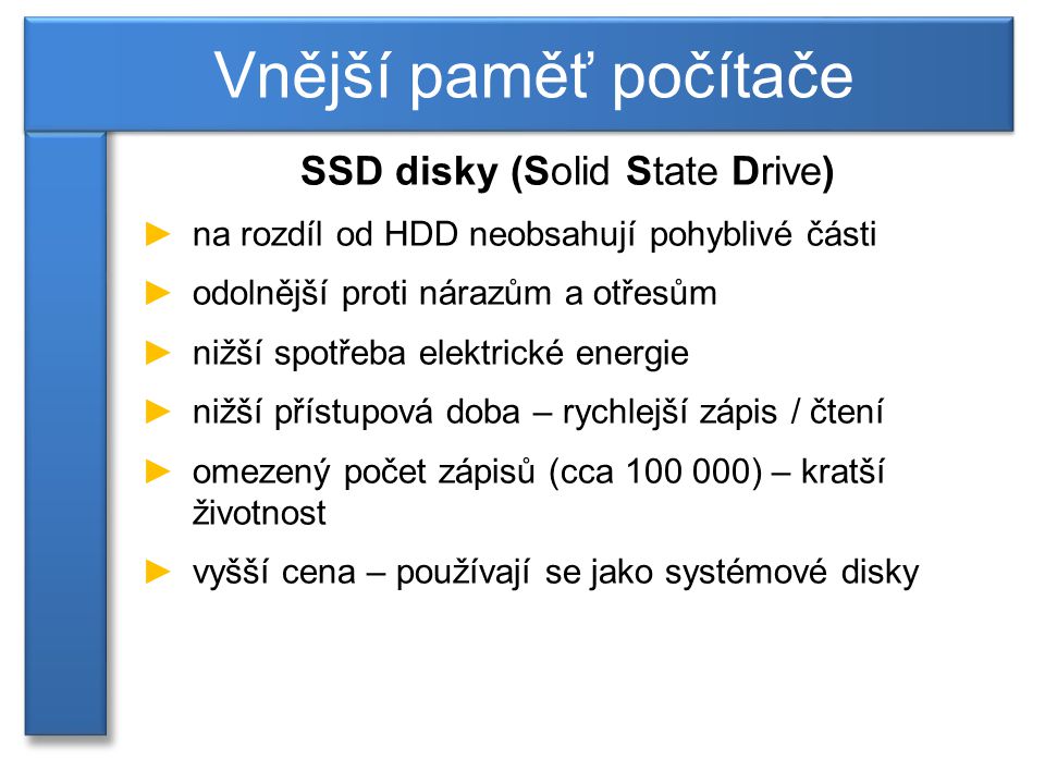 SSD disky (Solid State Drive)