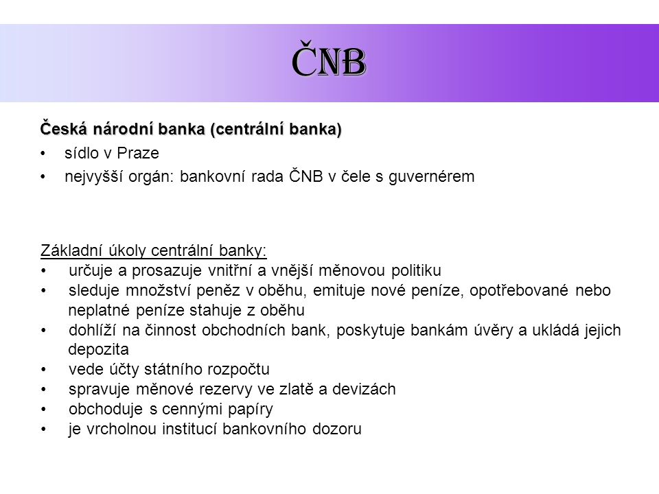 ČNB Česká národní banka (centrální banka) sídlo v Praze
