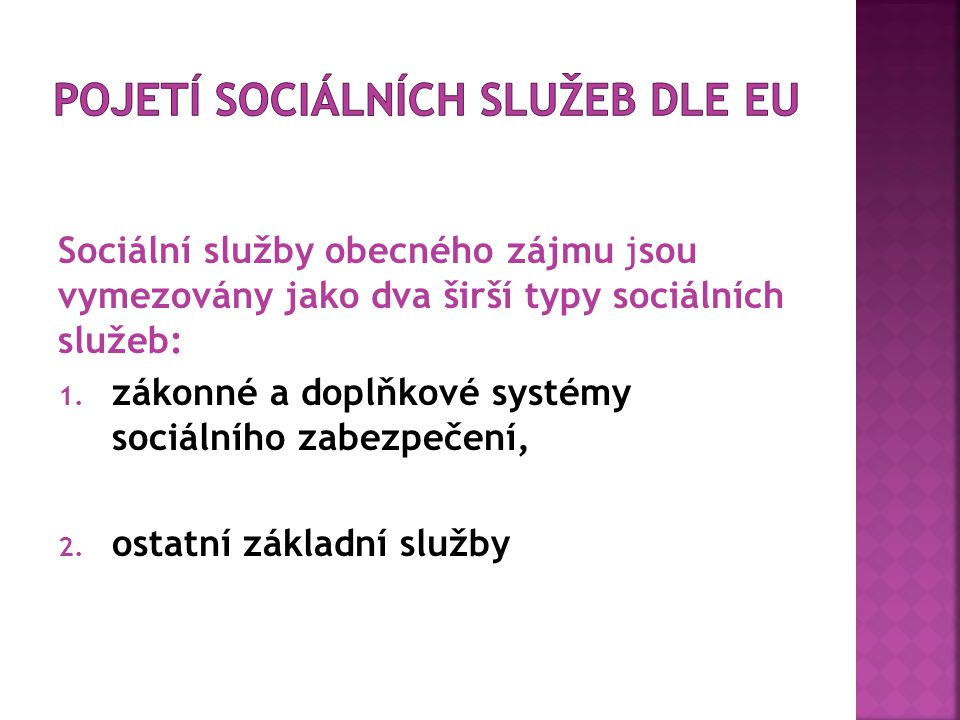 Pojetí sociálních služeb dle EU