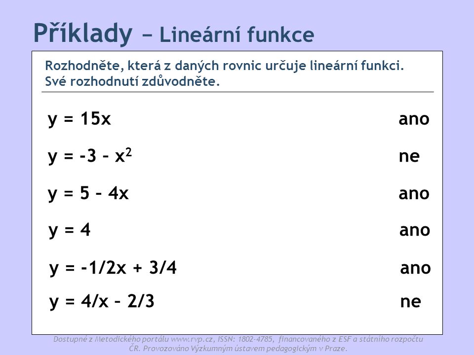Příklady − Lineární funkce