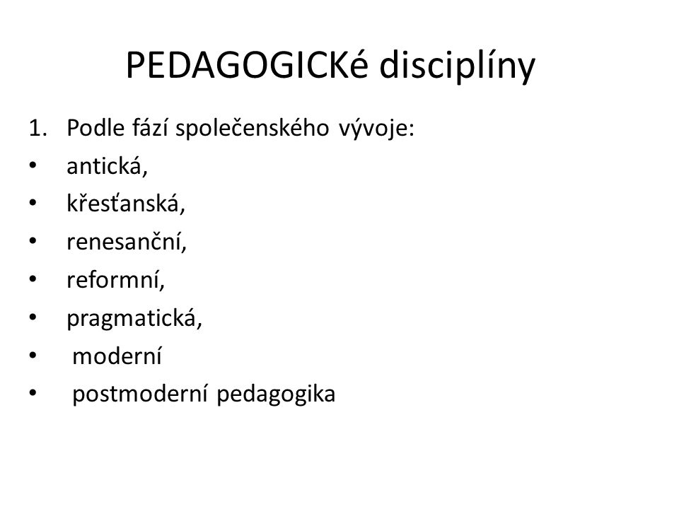 PEDAGOGICKé disciplíny