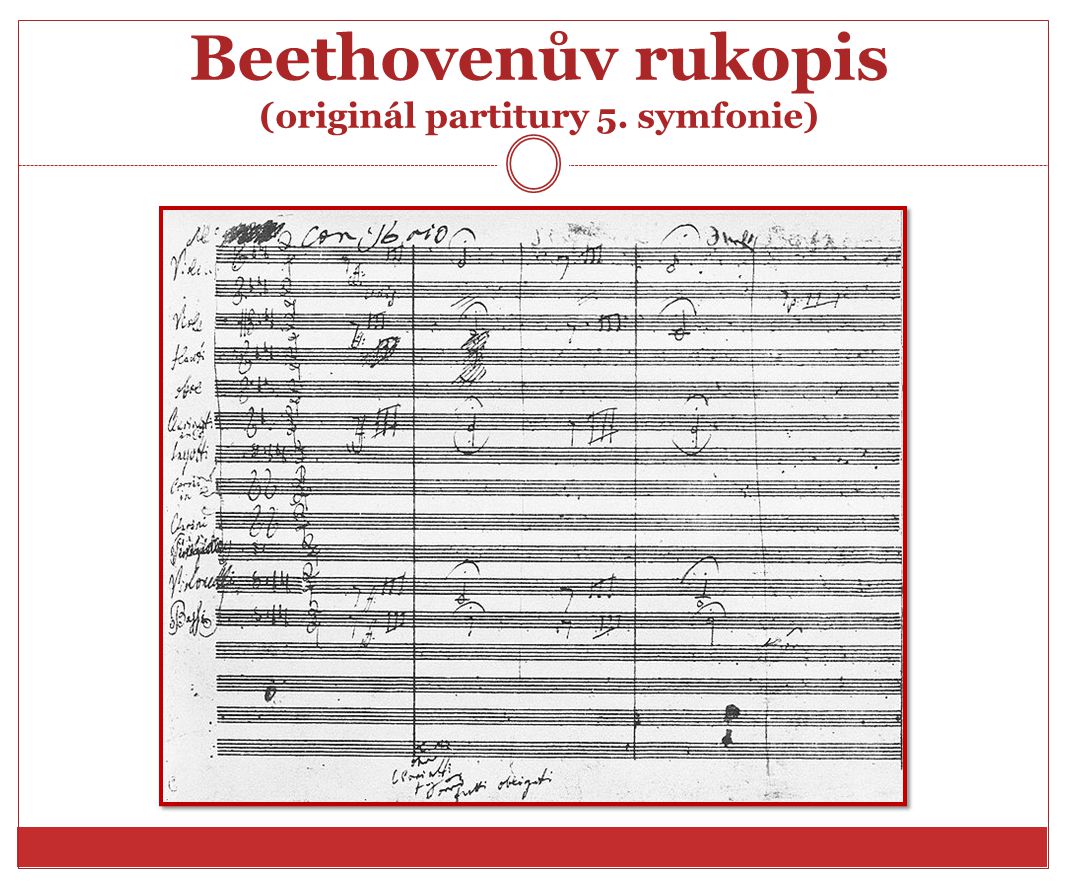 Beethovenův rukopis (originál partitury 5. symfonie)