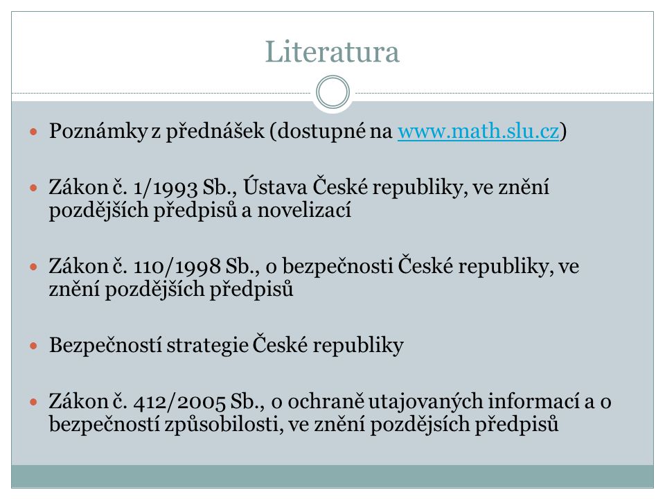 Literatura Poznámky z přednášek (dostupné na