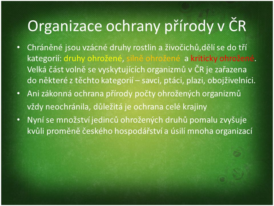 Organizace ochrany přírody v ČR