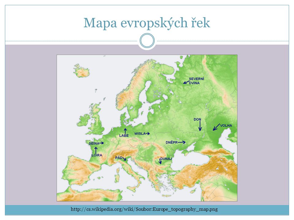 Mapa evropských řek