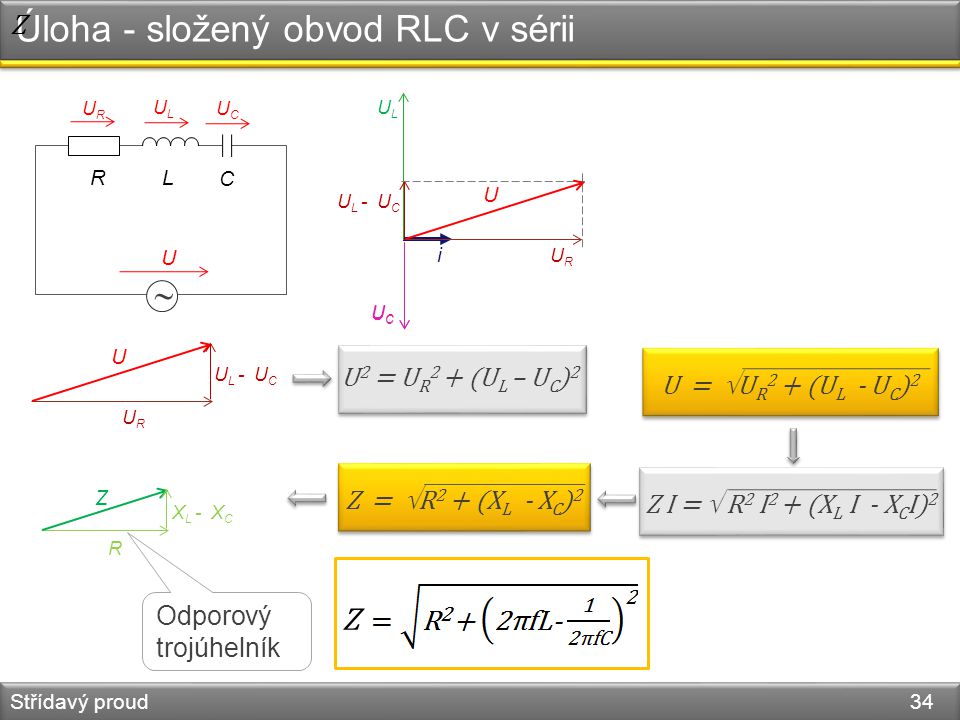 Úloha - složený obvod RLC v sérii