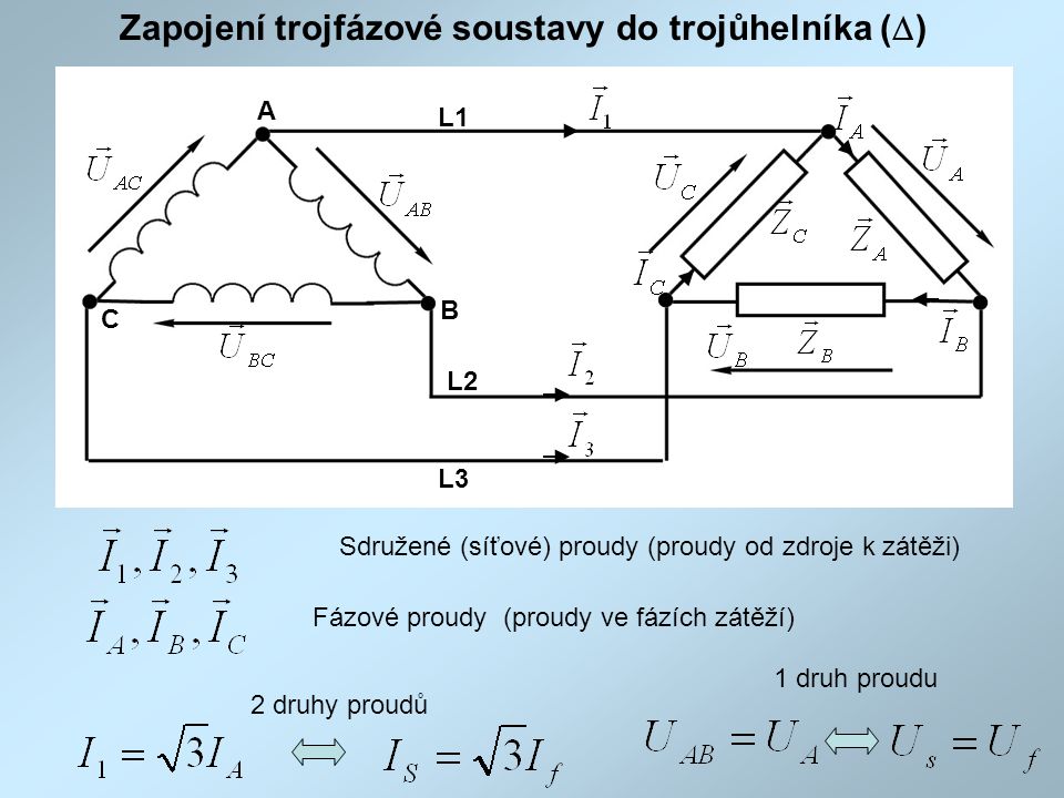 Zapojení trojfázové soustavy do trojůhelníka (D)