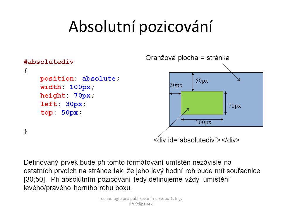 Technologie pro publikování na webu 1, Ing. Jiří Štěpánek