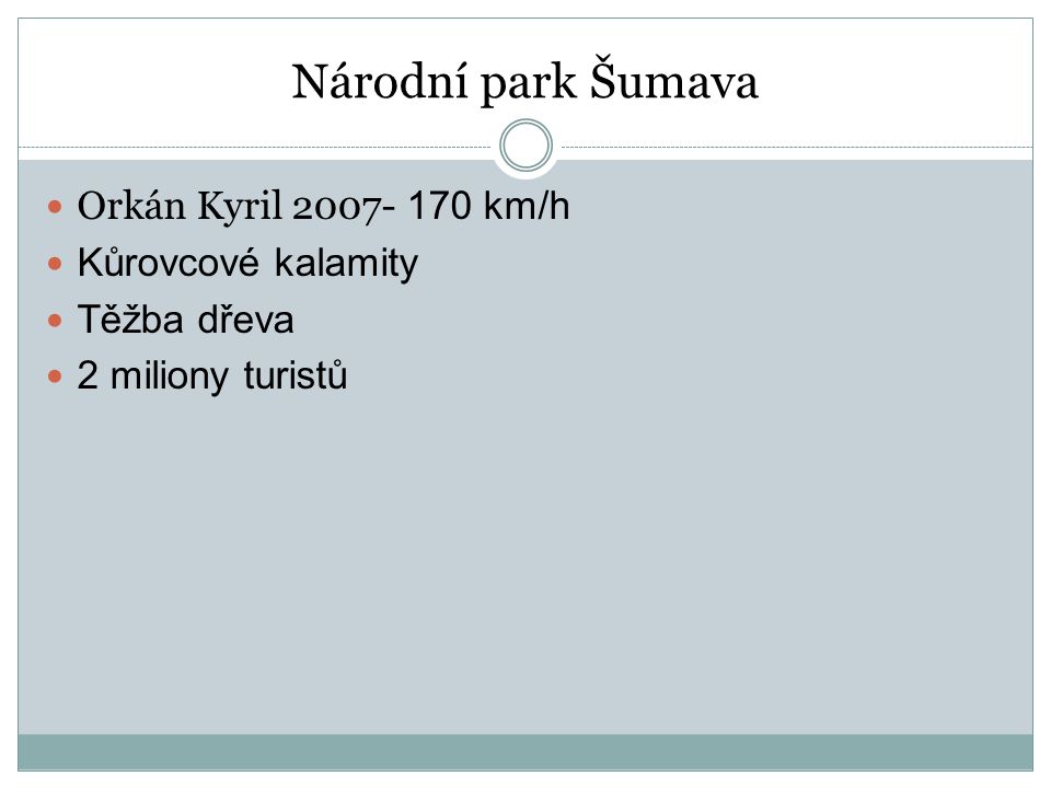 Národní park Šumava Orkán Kyril km/h Kůrovcové kalamity