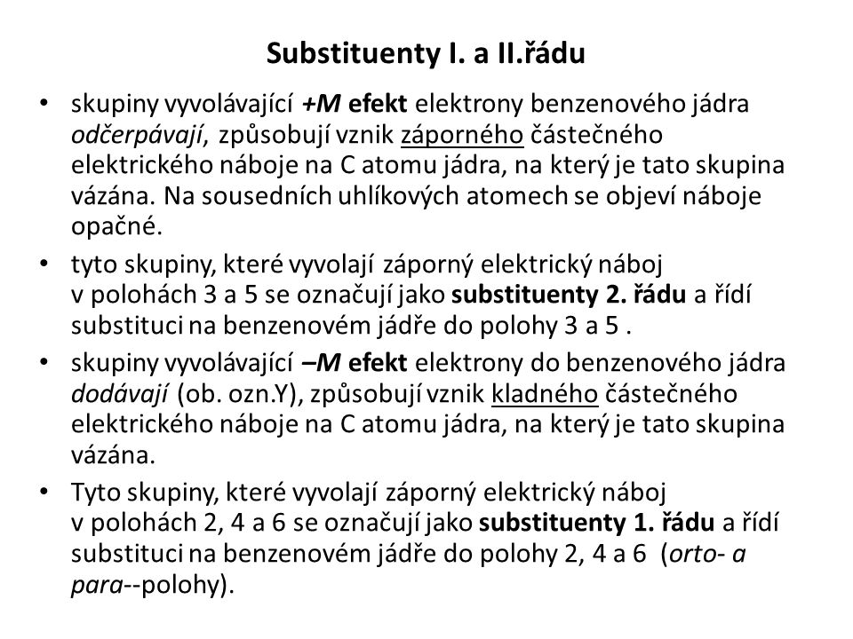 Substituenty I. a II.řádu