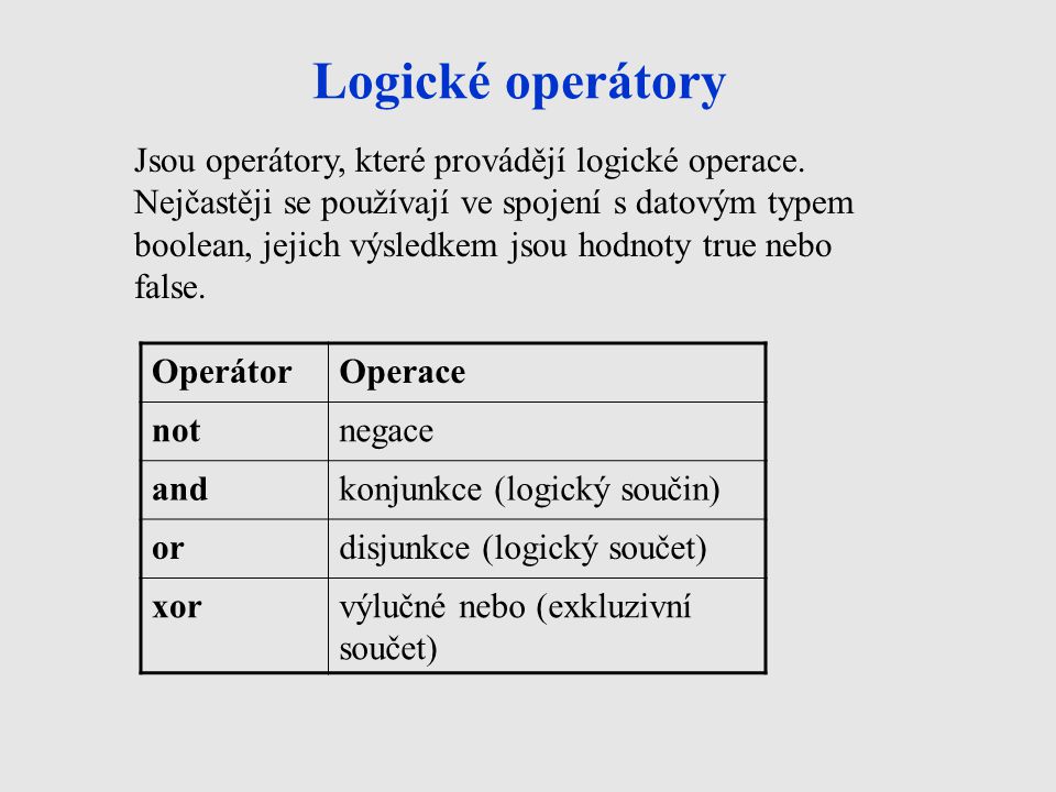 Logické operátory